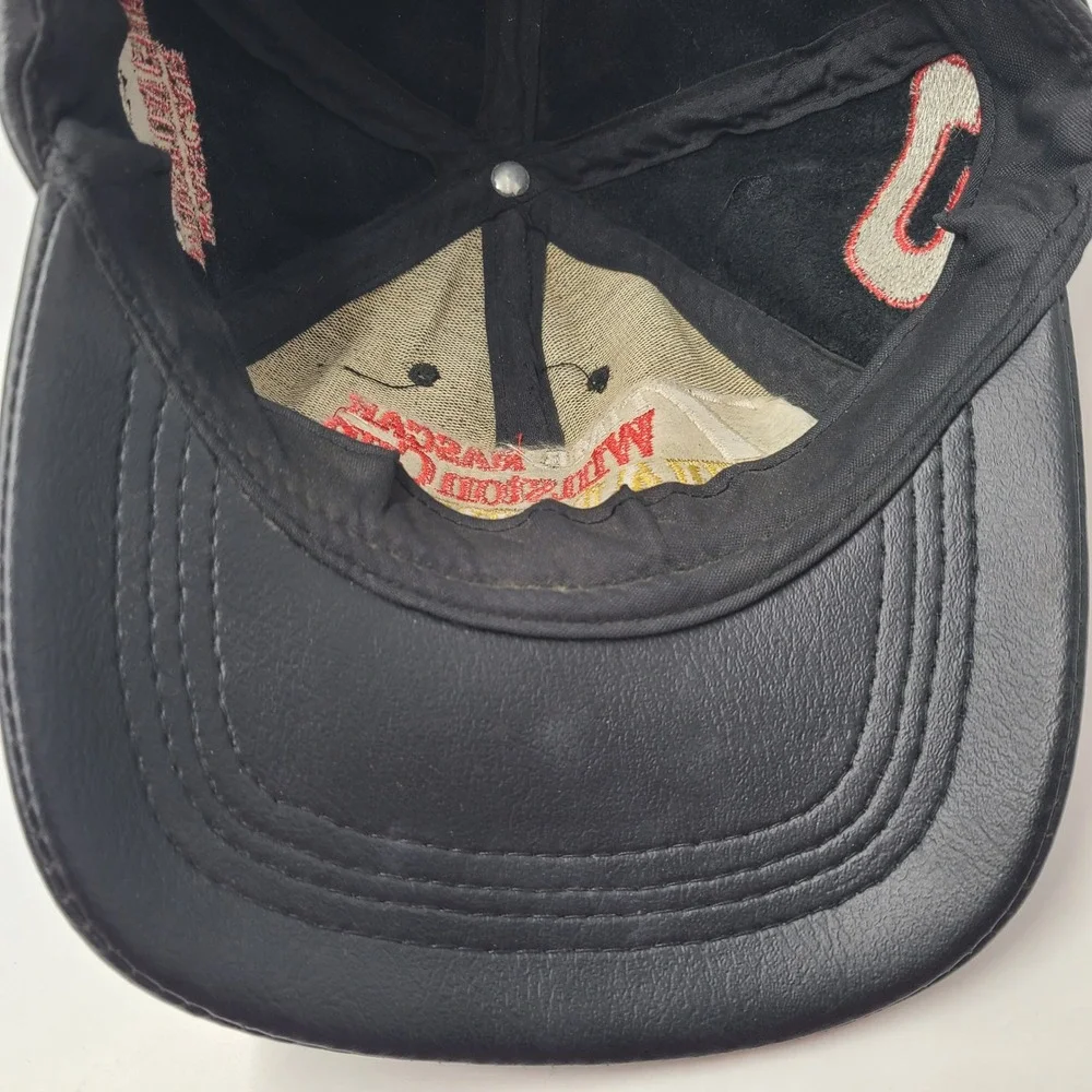 Vtg‎ Dale Earnhardt Hat Strapback (Fits Small) Leather Black NASCAR #3 Champion